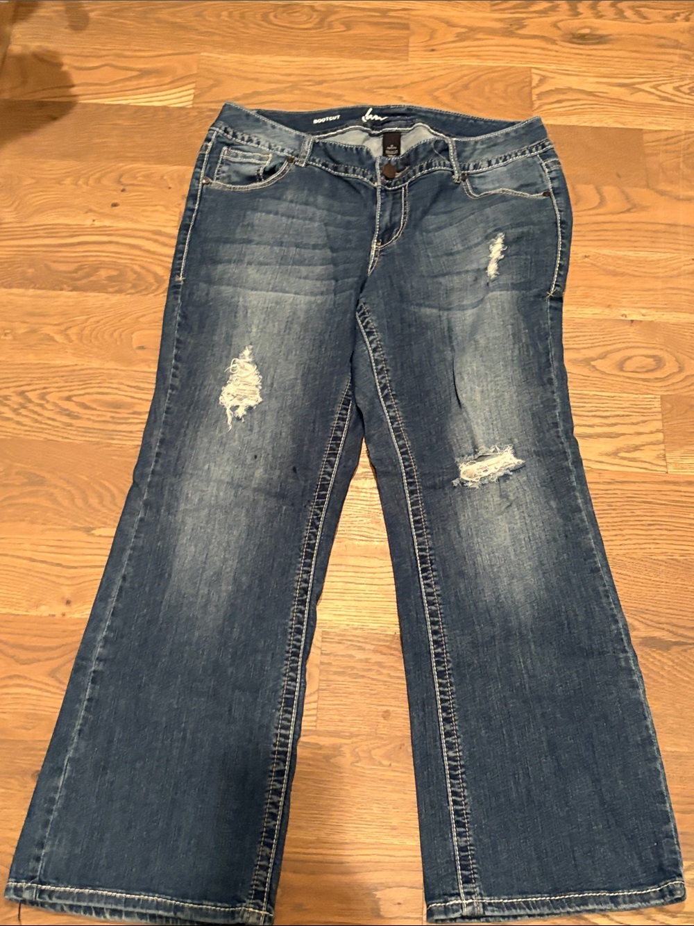 Lane Bryant Dark Blue Bootcut Jeans with Embroidered Back Pocket